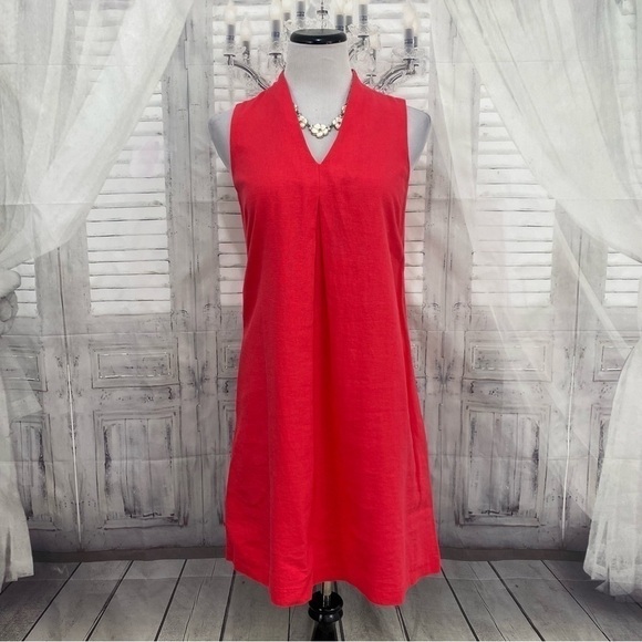 Tommy Bahama Size XS Pink Daphne Linen Blend Shift Dress Pullover V Neck Pockets - Picture 1 of 11
